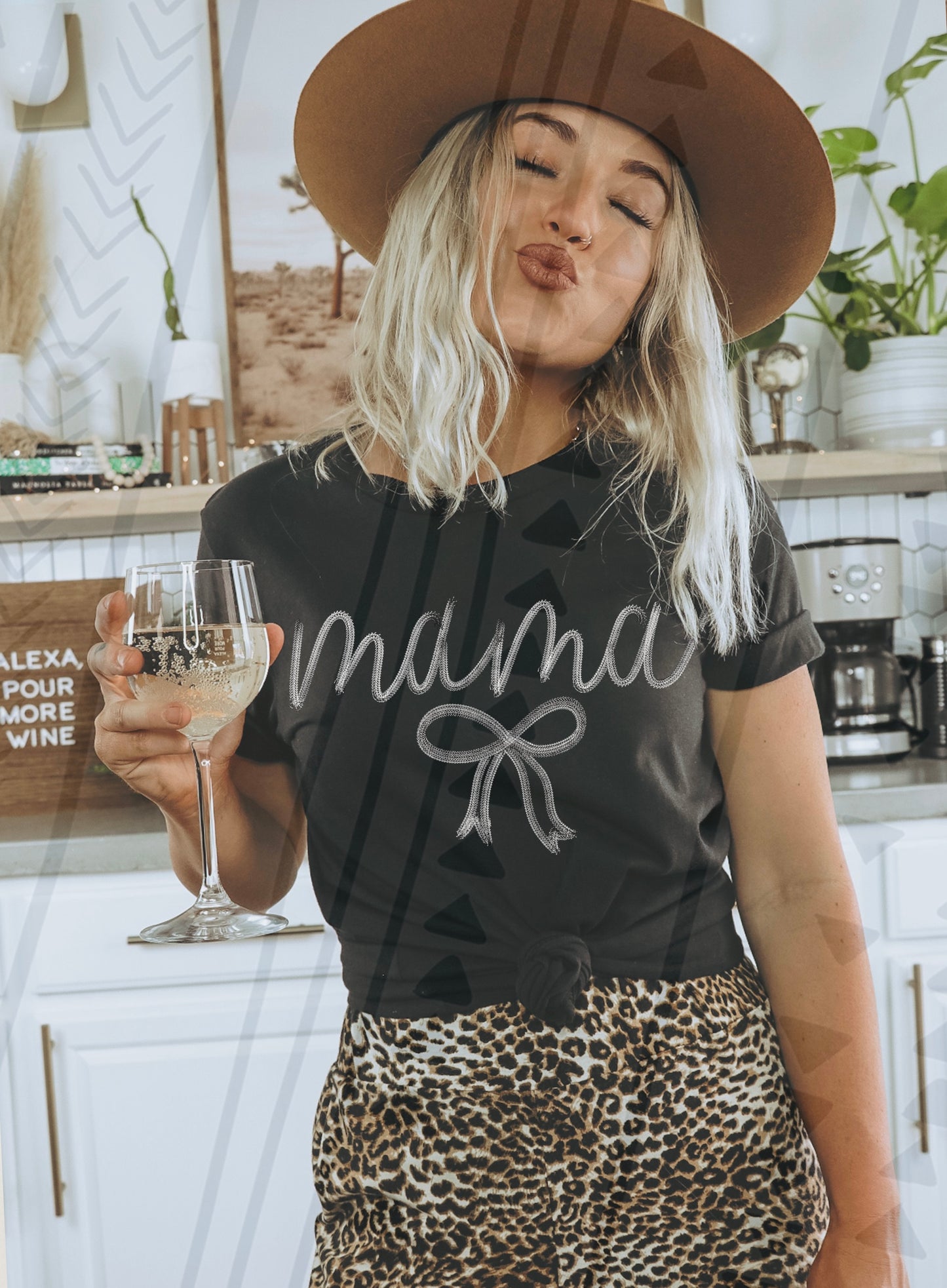 Faux Embroidery Mama - Gray