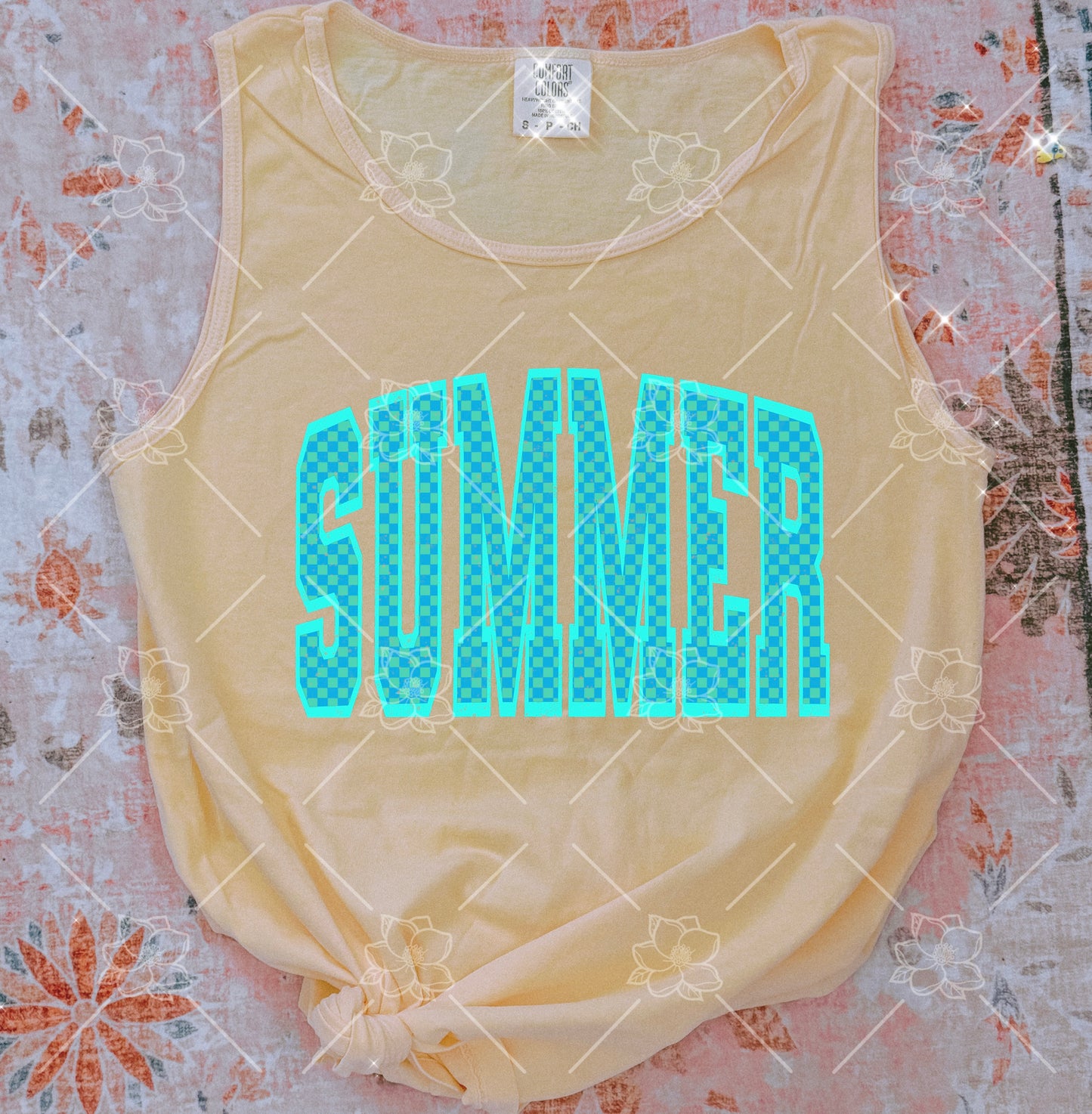 Summer blue checkered - Multiple Sizes