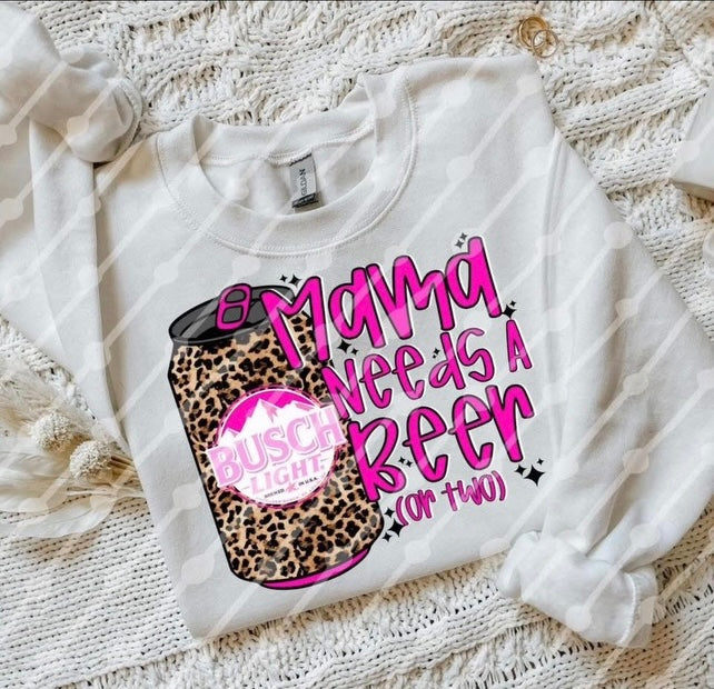 Mama needs a beer pink leopard- Multiple Sizes/Drinks