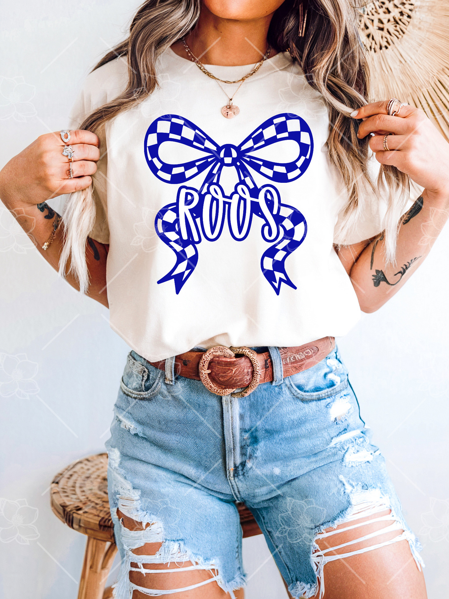 Custom checkered bow- Multiple Sizes