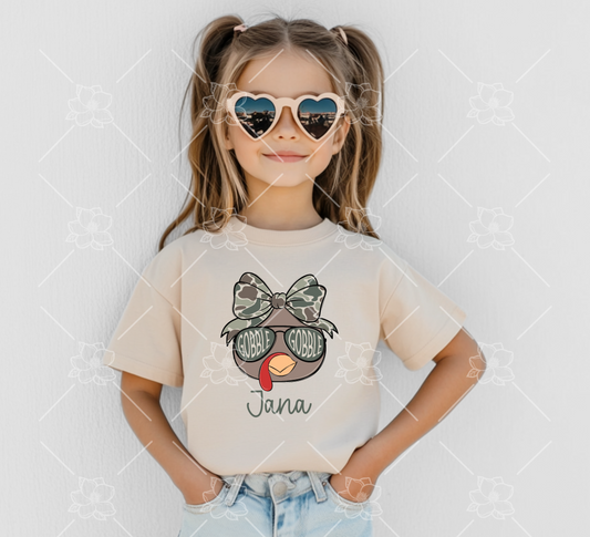 Gobble Gobble Custom Name Bow - Multiple Sizes