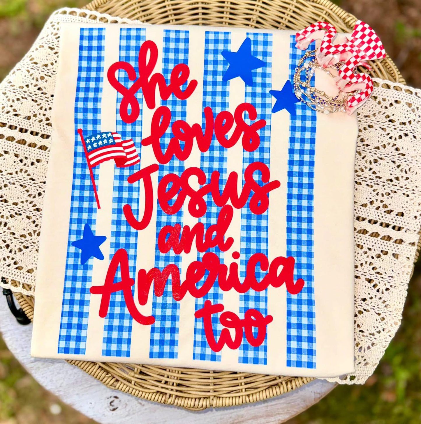 She Loves Jesus And America Too - Multiple Sizes