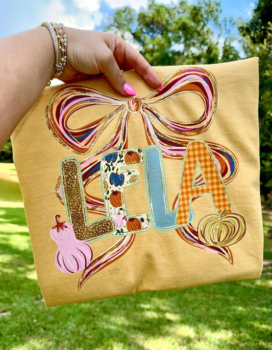 Custom Name Fall Bow - Multiple Sizes
