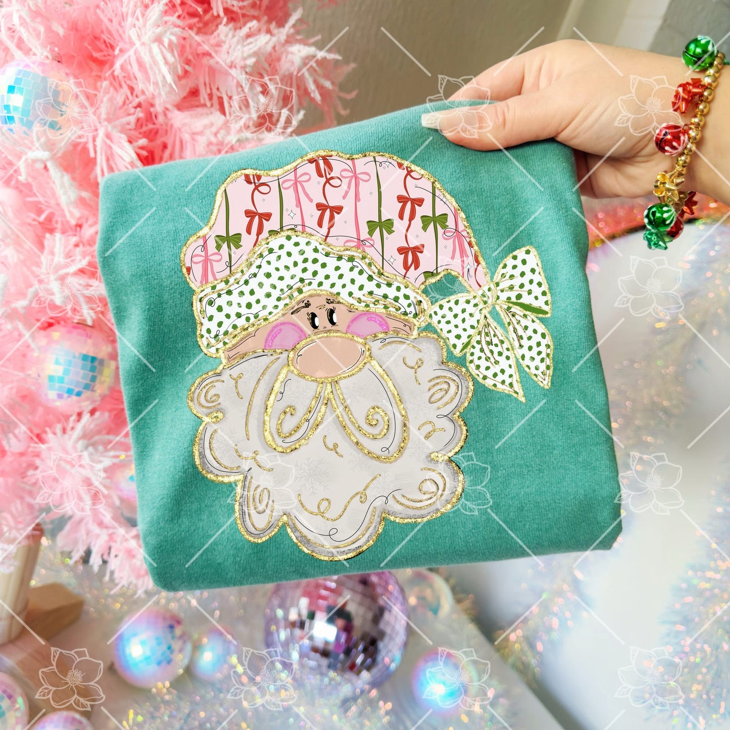 Santa with Bow Tree Hat- Multiple Sizes