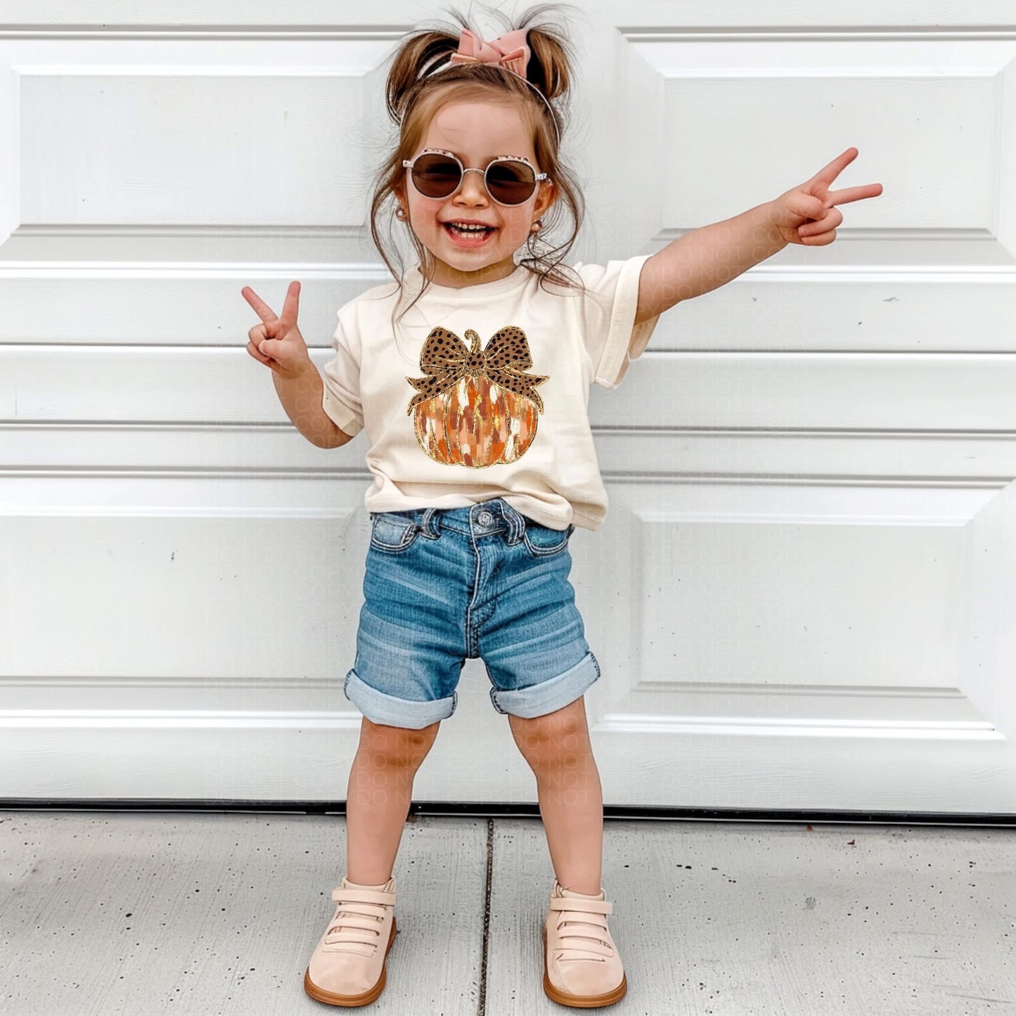 Brushstroke Pumpkin With Leopard Bow - Multiple Sizes