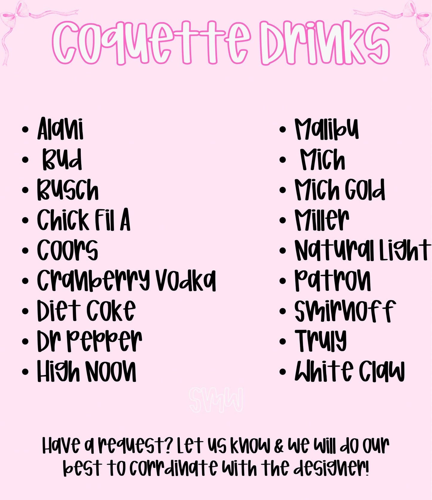 Coquette Drinks - Multiple Sizes