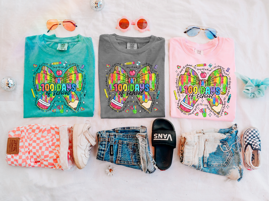 100 Days of School Water Color Bow- Multiple Sizes