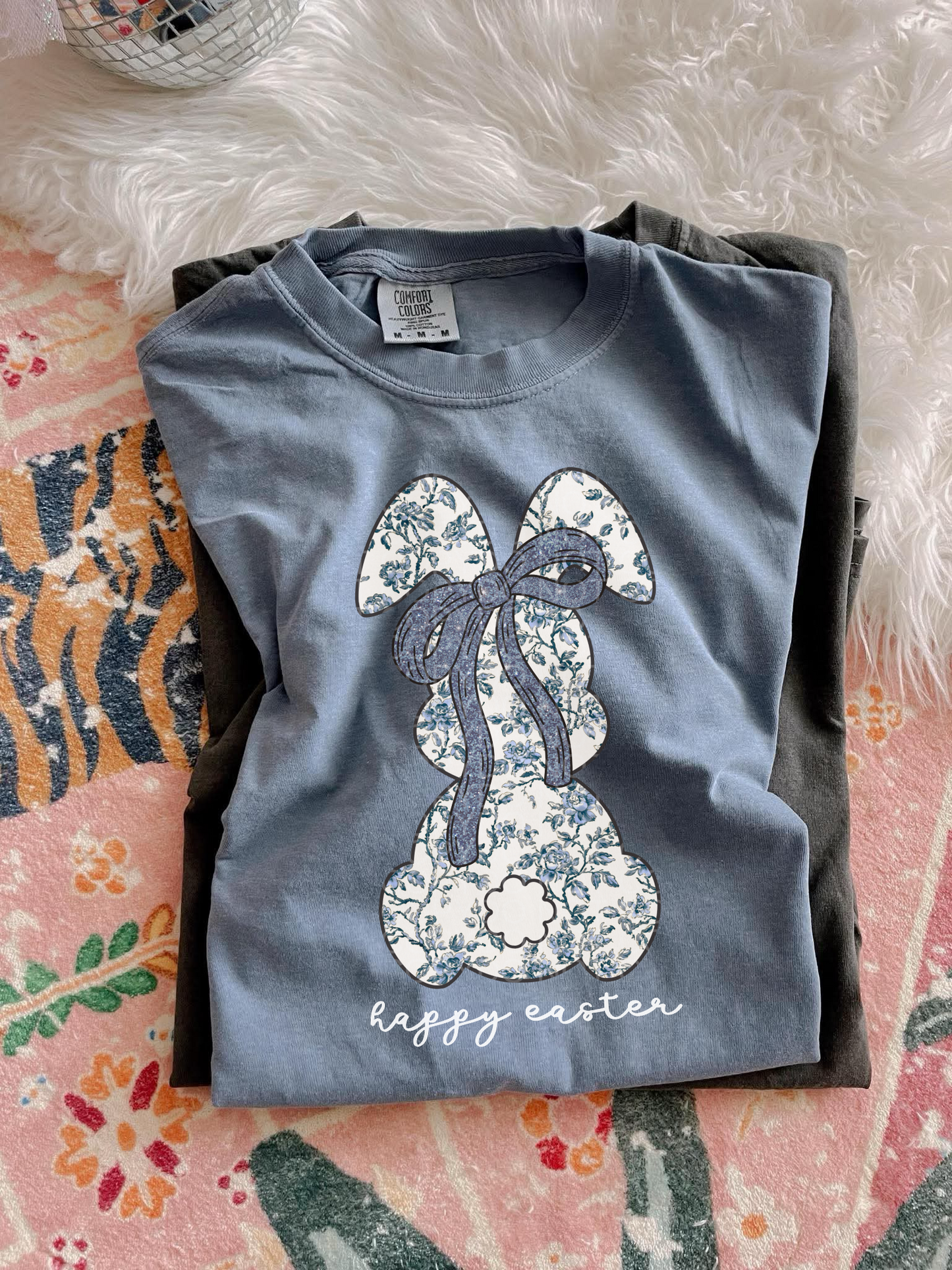 Blue floral bunny - Multiple Sizes