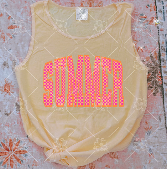 Summer pink checkered  - Multiple Sizes