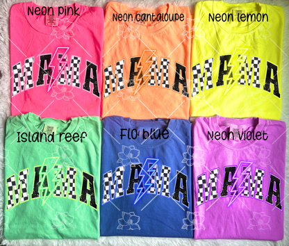 Mama Checkered Neon- Multiple Sizes