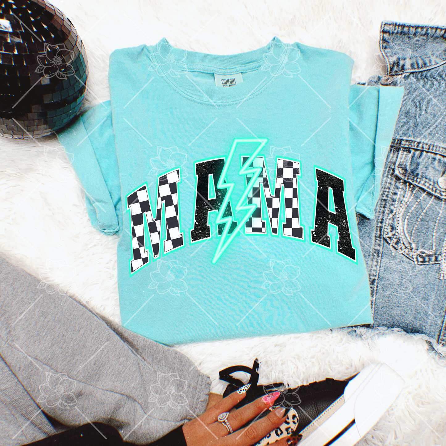 Mama Checkered Neon- Multiple Sizes