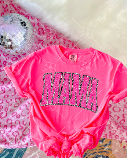 Leopard & Faux Glitter Mama - Multiple Sizes/Colors
