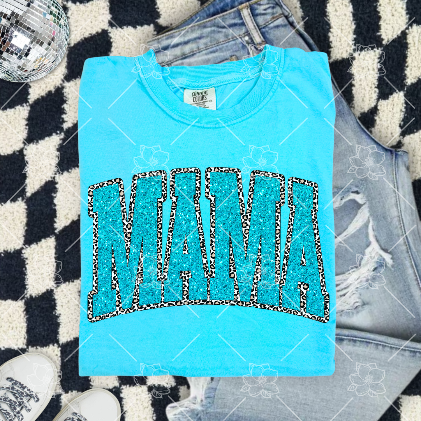 Leopard & Faux Glitter Mama - Multiple Sizes/Colors