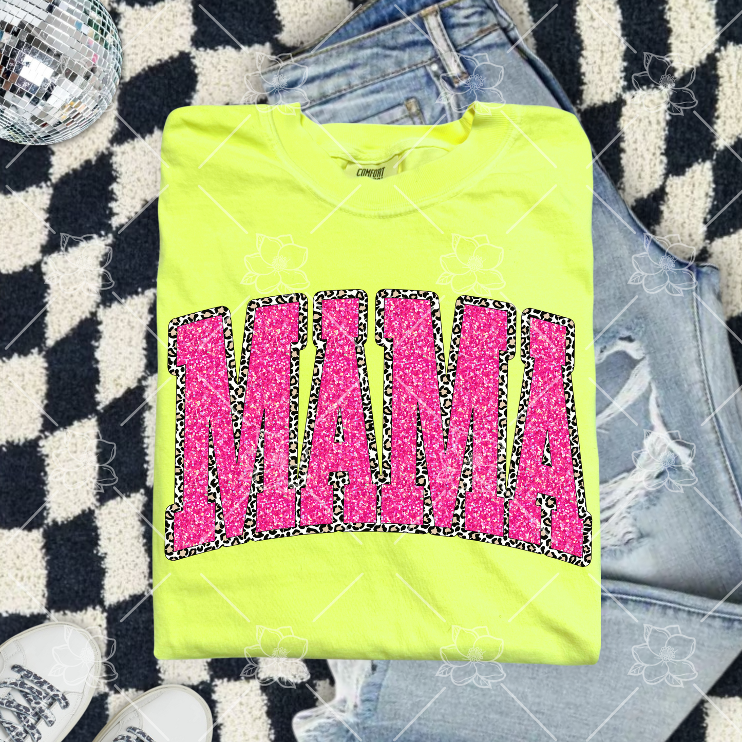 Leopard & Faux Glitter Mama - Multiple Sizes/Colors