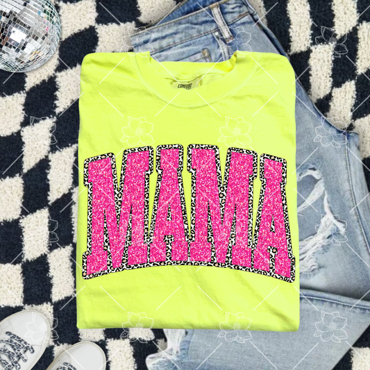 Leopard & Faux Glitter Mama - Multiple Sizes/Colors